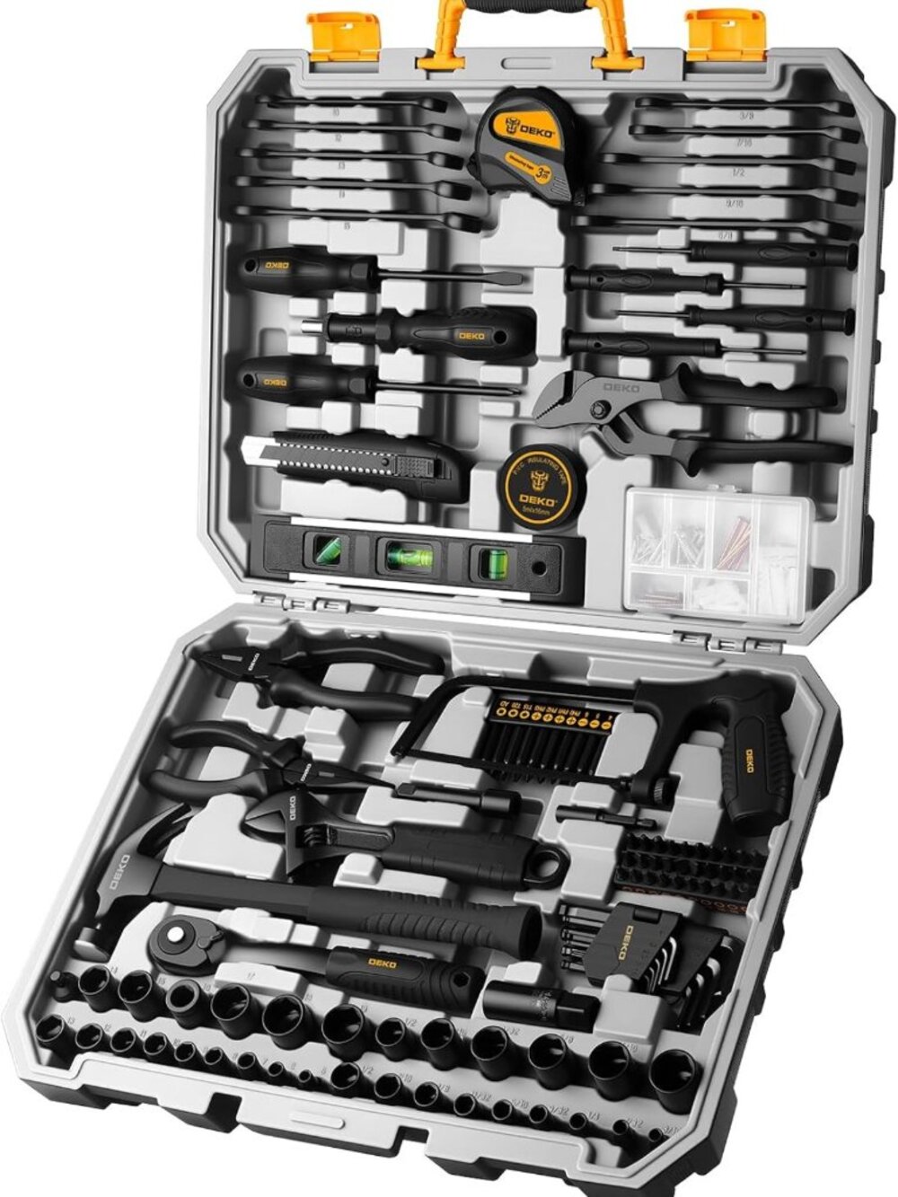 218-Piece Complete Hand Tool Set for Home & Auto Repair, Portable Storage Case
